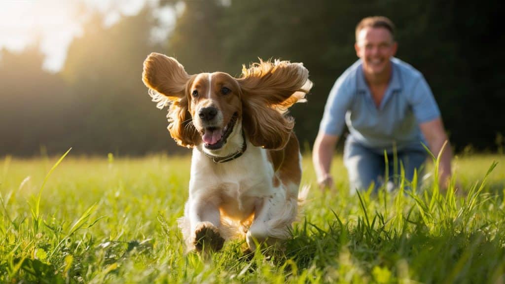 a dog running in the grass