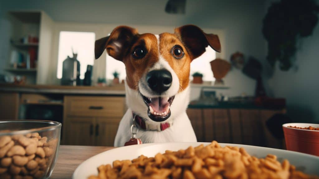 Jack Russell loving his dog food